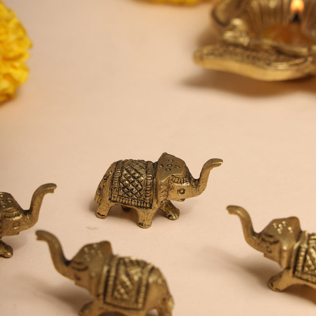 Brass Elephant Statue Set With Gift Box/Hamper