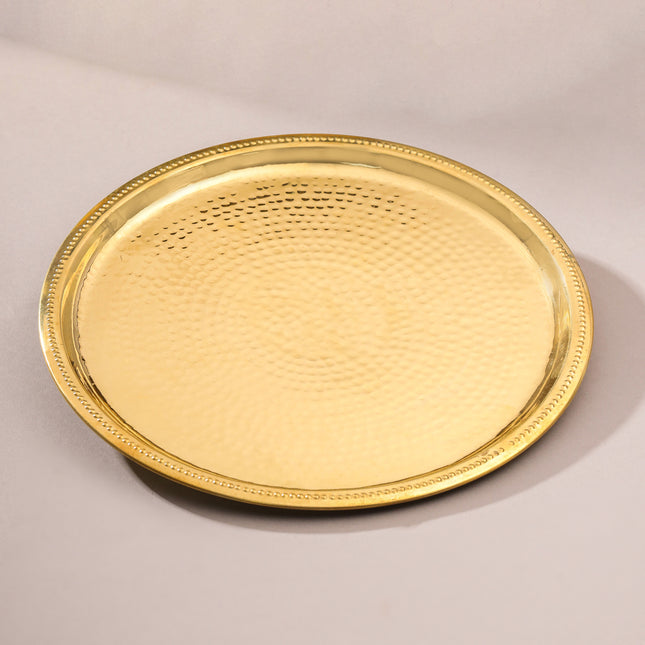 Brass Hammered Thali (12 Inch)