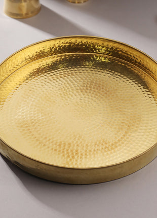 Brass Hammered Thali (14 Inch)