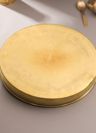 Brass Hammered Thali (14 Inch)