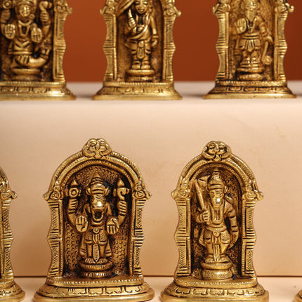 Brass Dashavatara /Vishnu Avatars Statue Set (3 Inch)