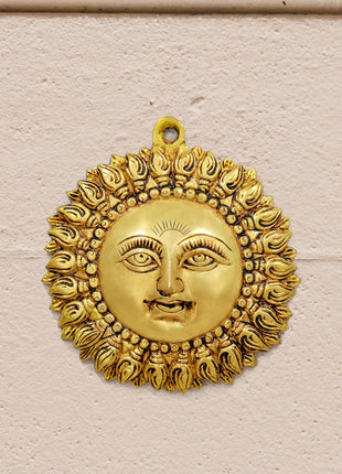 Brass Sun Face Wall Hanging (6.5 Inch)