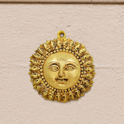 Brass Sun Face Wall Hanging (6.5 Inch)