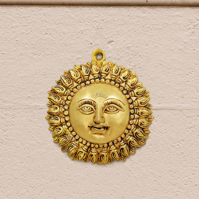 Brass Sun Face Wall Hanging (6.5 Inch)
