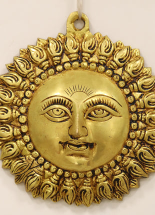 Brass Sun Face Wall Hanging (6.5 Inch)