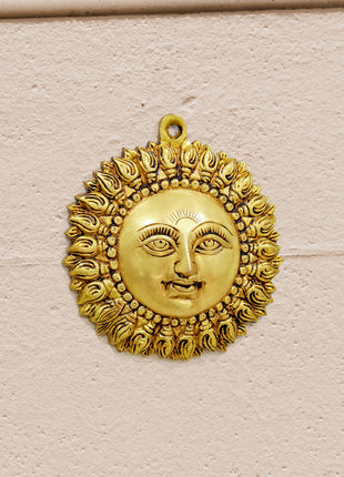 Brass Sun Face Wall Hanging (6.5 Inch)