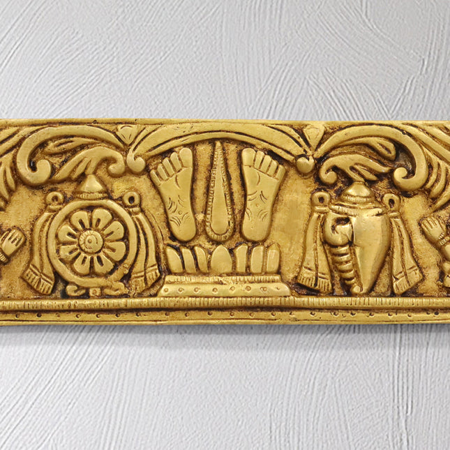 Divine Brass Wall Hanging – Shankh Chakra Namah with Hanuman & Garuda (9 Inch)