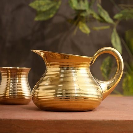 Brass Jug and Glasses Set