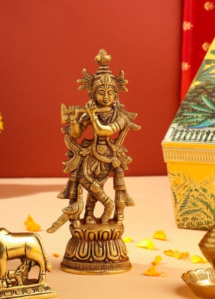 Brass Krishna With Cow Festive/Gift Hamper