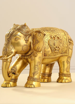 Brass Elephant Royal Statue (15 Inch)