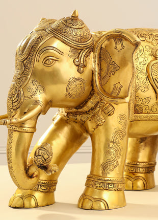 Brass Elephant Royal Statue (15 Inch)