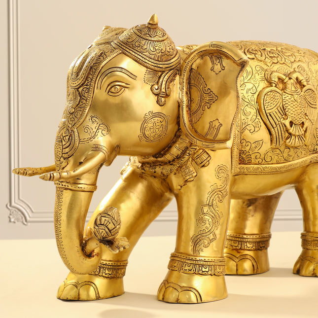 Brass Elephant Royal Statue (15 Inch)