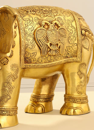 Brass Elephant Royal Statue (15 Inch)