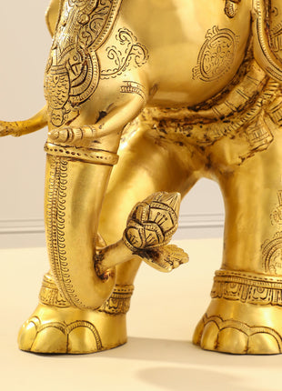 Brass Elephant Royal Statue (15 Inch)