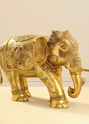 Brass Elephant Royal Statue (15 Inch)