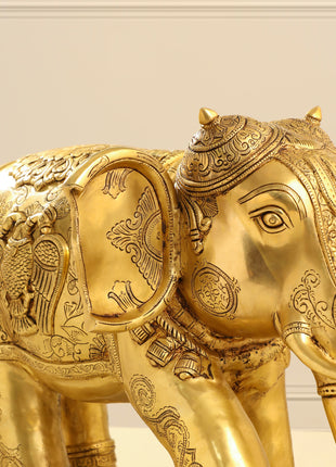 Brass Elephant Royal Statue (15 Inch)