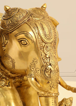 Brass Elephant Royal Statue (15 Inch)