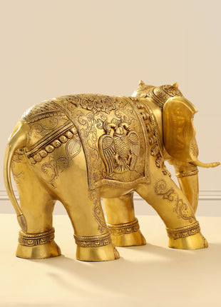 Brass Elephant Royal Statue (15 Inch)