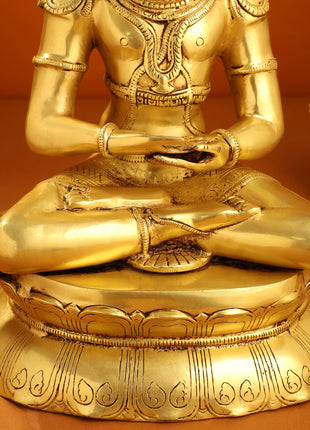 Brass Sitting Hanuman With Base Idol (16 Inch)