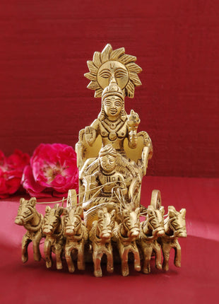 Brass Surya Rath Idol (5 Inch)