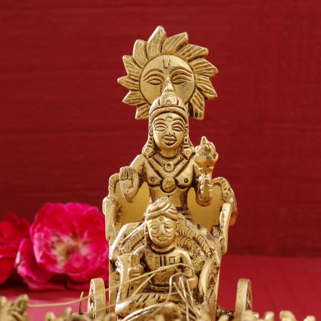 Brass Surya Rath Idol (5 Inch) – Vedansh Craft