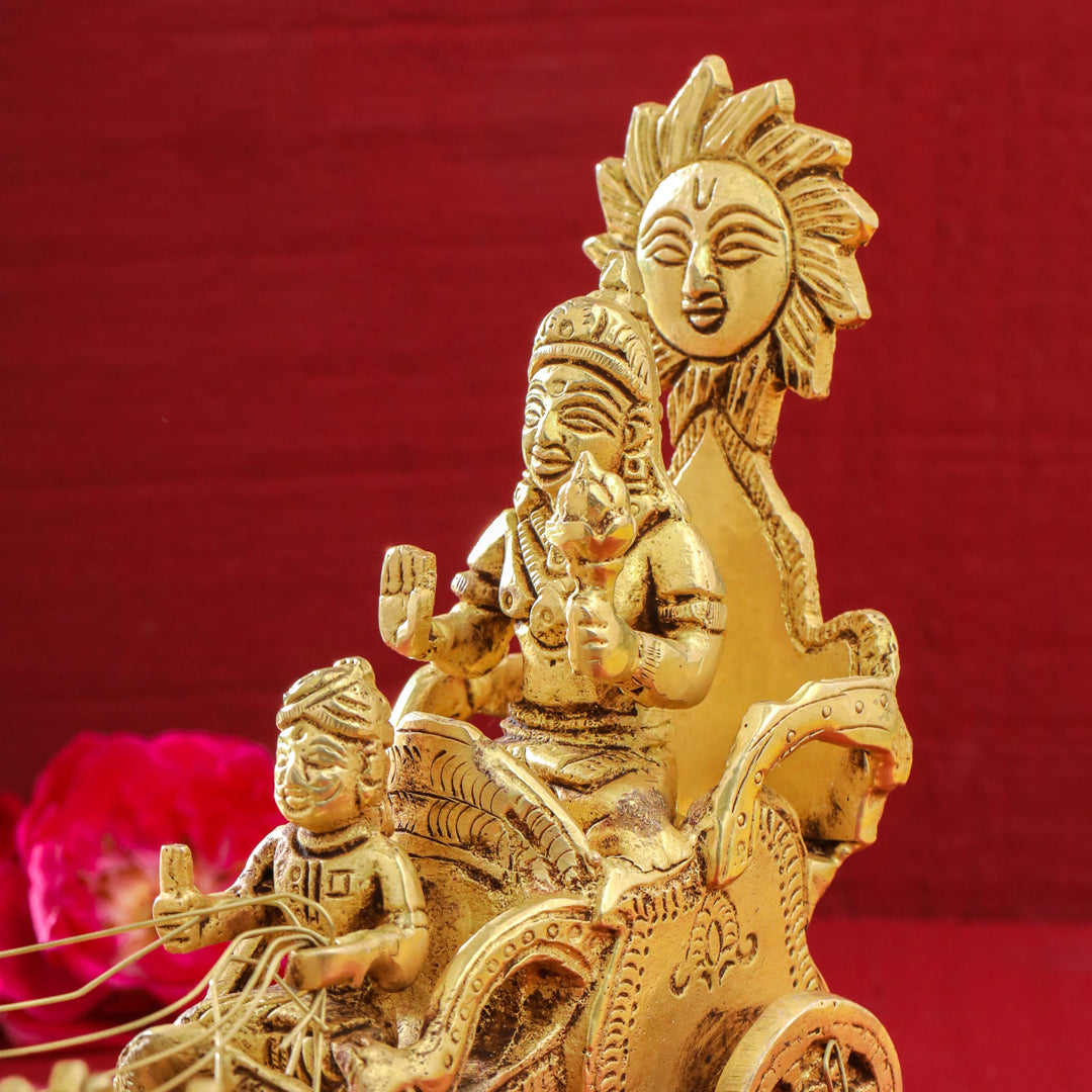 Brass Surya Rath Idol (5 Inch) – Vedansh Craft