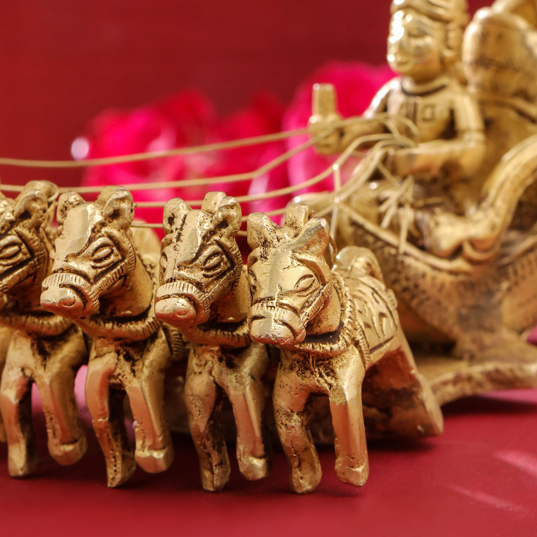 Brass Surya Rath Idol (5 Inch) – Vedansh Craft