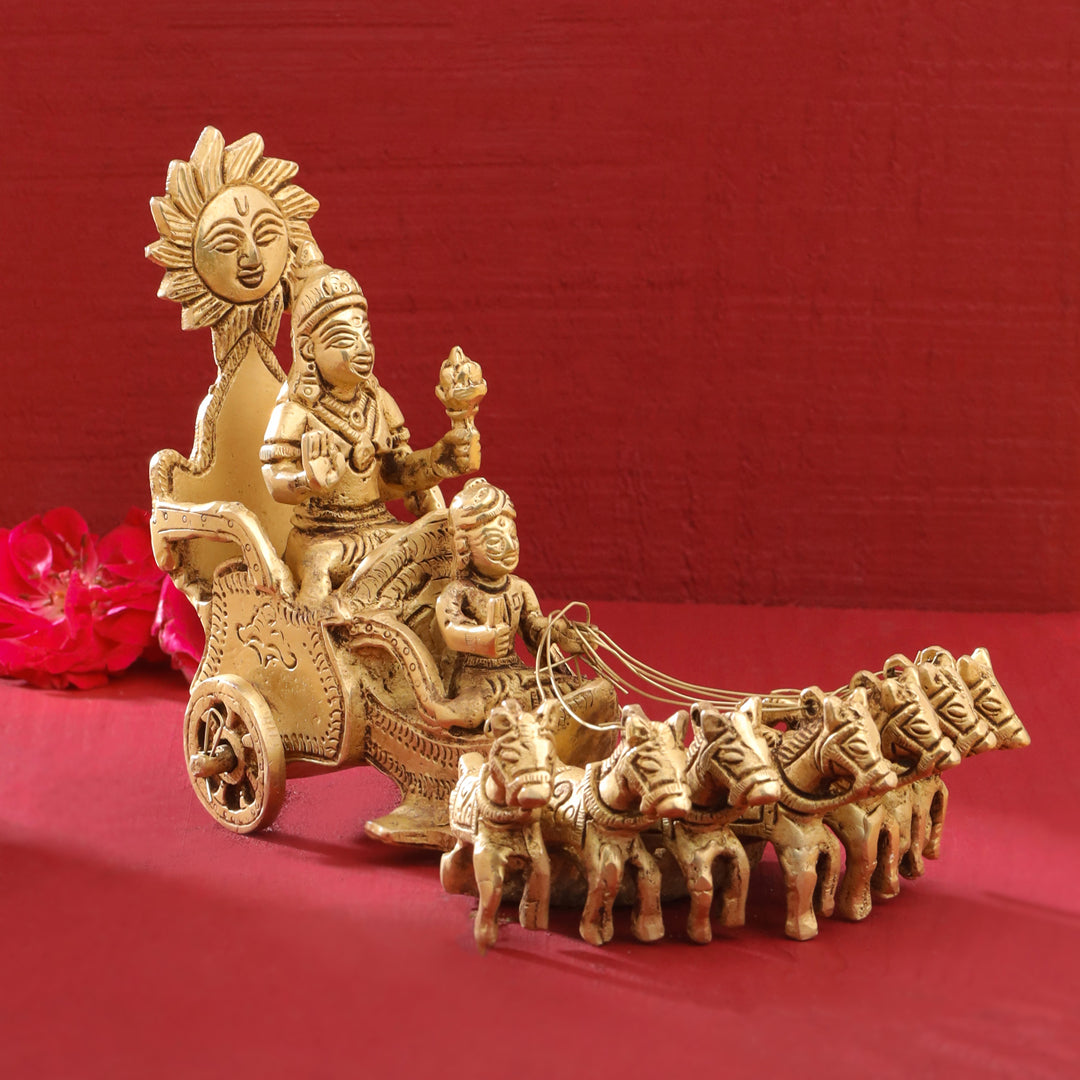 Brass Surya Rath Idol (5 Inch) – Vedansh Craft