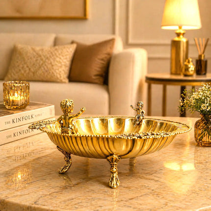Brass Shell Shaped Decorative Serving Tray / Bowl (13 Inch)