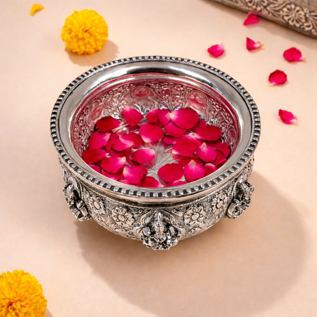 German Silver Ashtalakshmi Urli (4 Inch)