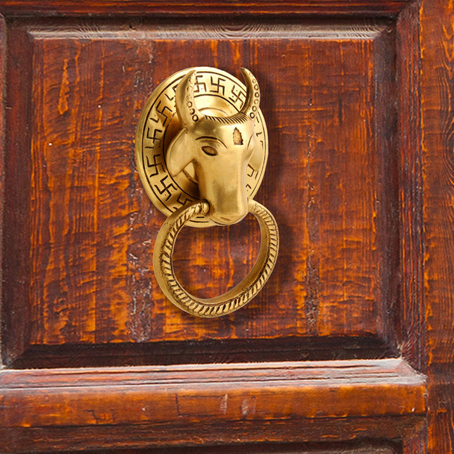 Brass Cow Face Door Knocker (6.5 Inch)