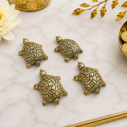 Brass Tortoise Vastu/Feng Shui Set Of Four (1 Inch)