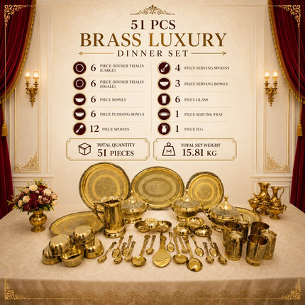 Brass Luxury Dinner Serving 51 Piece Set