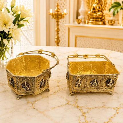 Brass Ashtalakshmi Basket With Handle And Leg