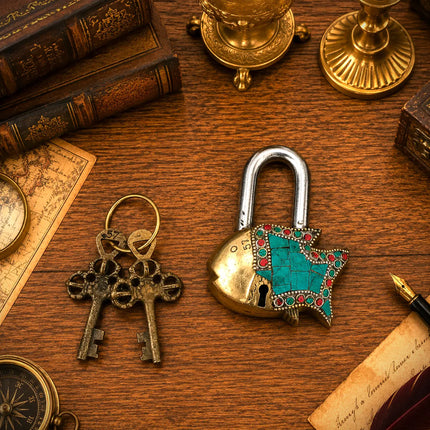Brass Stone Work Door Lock With Two Keys