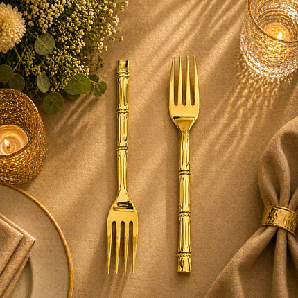 Handcrafted Brass Fork & Spoon Set – Premium Indian Brassware (7.2 Inch)