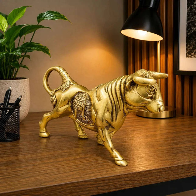 Brass Decorative Bull Statue (5 Inch)