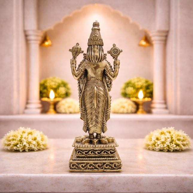 Brass Tirupati Balaji/Venkateshwar Standing Lightweight Statue (6 Inch)