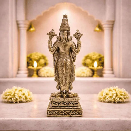 Brass Tirupati Balaji/Venkateshwar Standing Lightweight Statue (6 Inch)