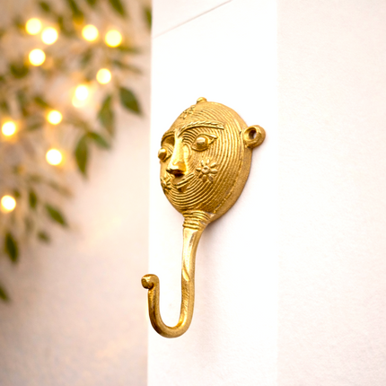 Brass Lady Face Wall Hanging Hanger