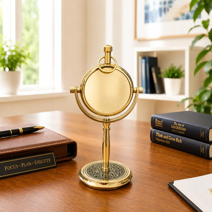 Brass Table Clock With Compass (5.5 Inch)