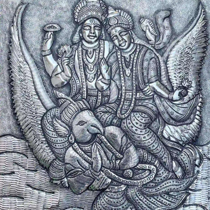 Brass Silver Plated Garuda Wall Hanging Plate (13.5 Inch)
