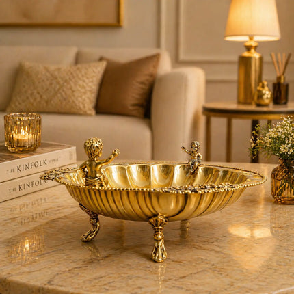 Brass Shell Shaped Decorative Serving Tray / Bowl (13 Inch)