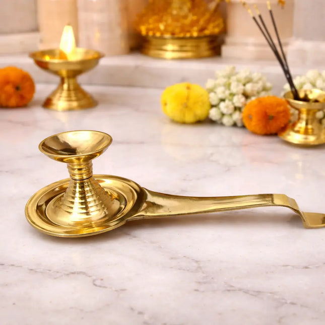 Brass Dhoop Aarti Spoon (9.8 Inch)