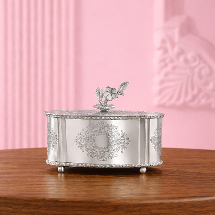 Brass Dry Fruit Box with Floral Lid