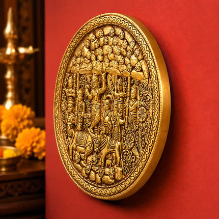 Brass Goverdhan Plate Wall Hanging (8 Inch)