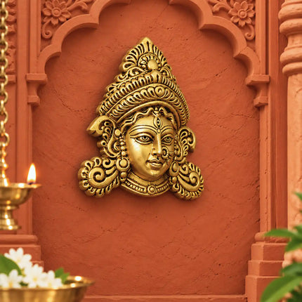 Brass Durga Face Wall Hanging (5.5 Inch)