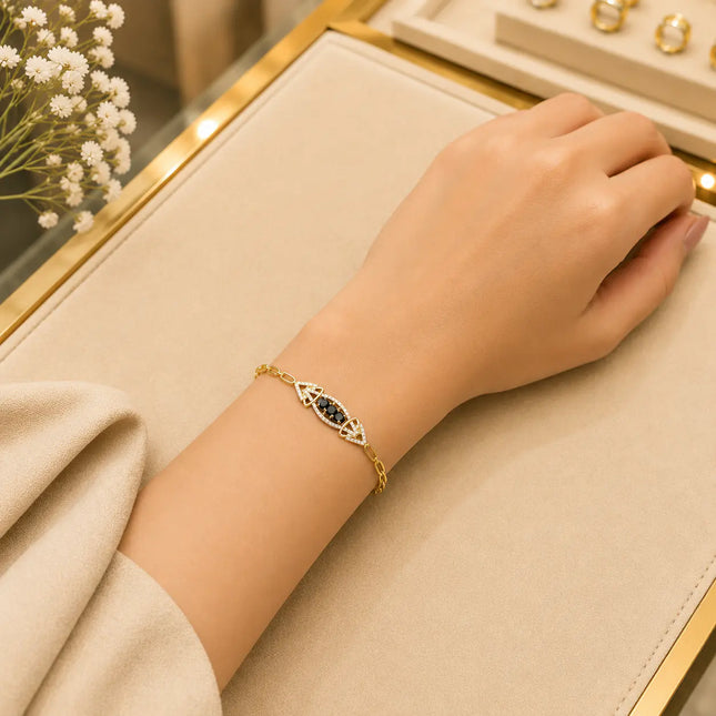 Tennis Bracelet Diamonds and Gold-Tone Clasp With Box