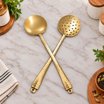 Brass Kitchen Ladles Set  (15.5 Inch)