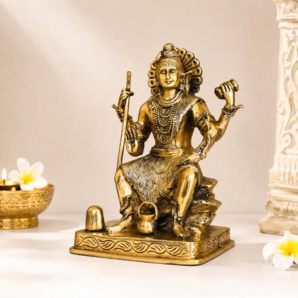 Brass Sitting Lord Shiva Statue (8.5 Inch)